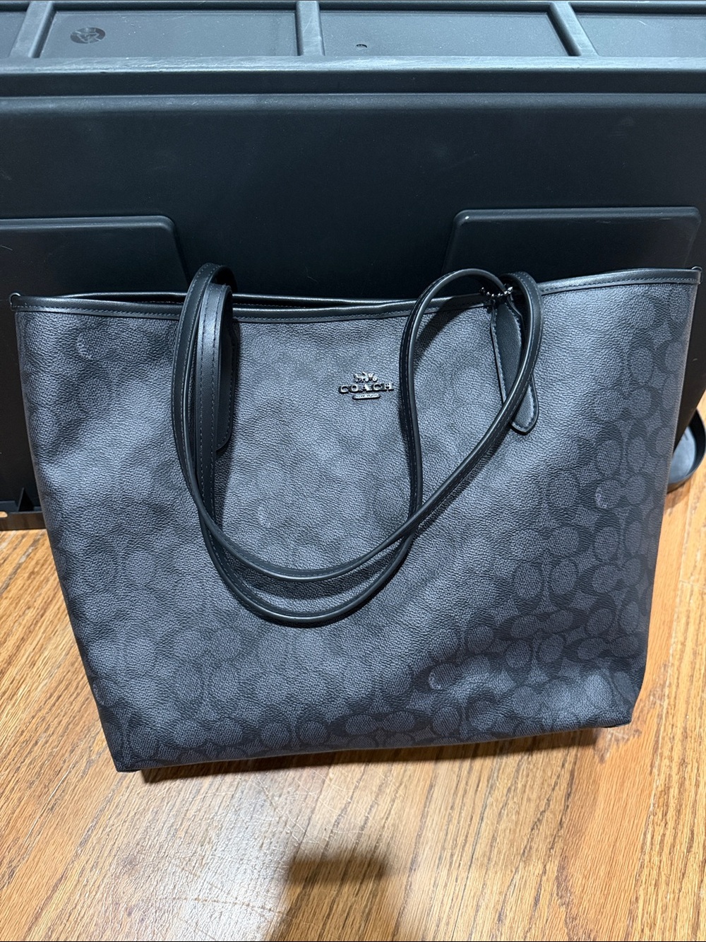 Coach Charcoal and Black Signature Tote